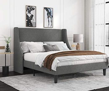 Allewie Upholstered Wingback Platform Bed Frame 