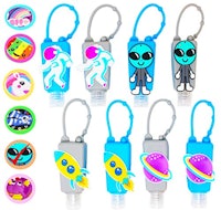 KINIA 8 Pack Empty SPACE Kids Hand Sanitizer Holder Keychain Carriers