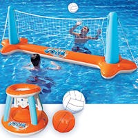JOYIN Inflatable Volleyball Net and Basketball Hoops Pool Float Set