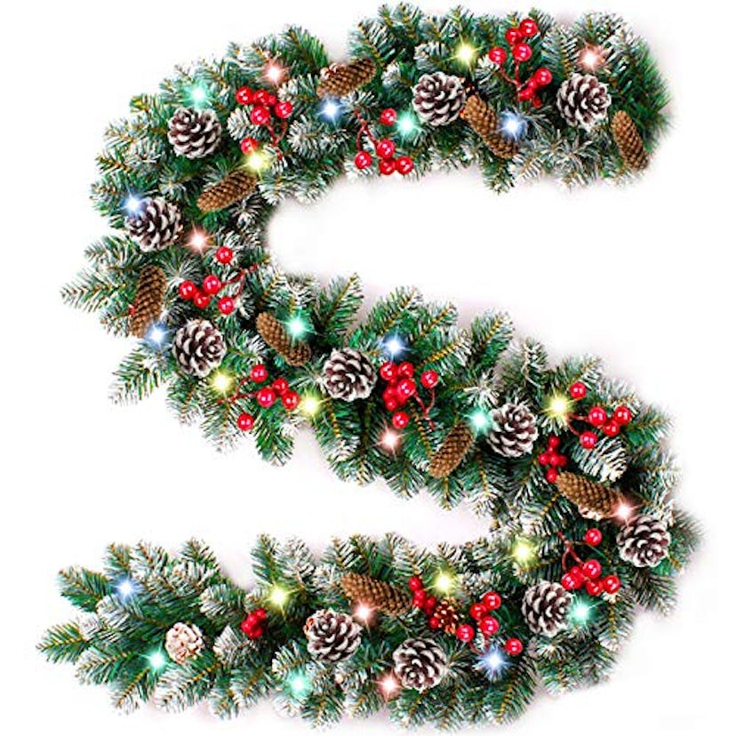 9 Foot Prelit Christmas Garland Color Lights Frosted Christmas Garland