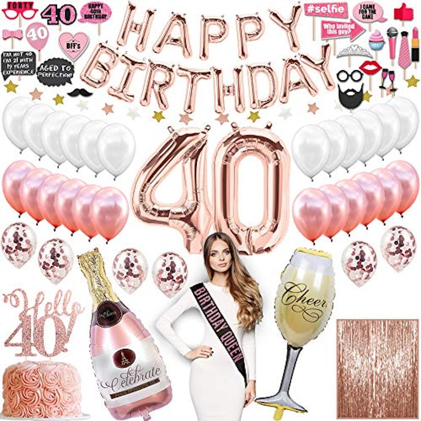 40th Birthday Decorations for Women with Photo Props