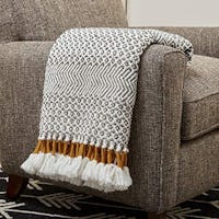 Rivet Modern Hand-Woven Stripe Fringe Throw Blanket