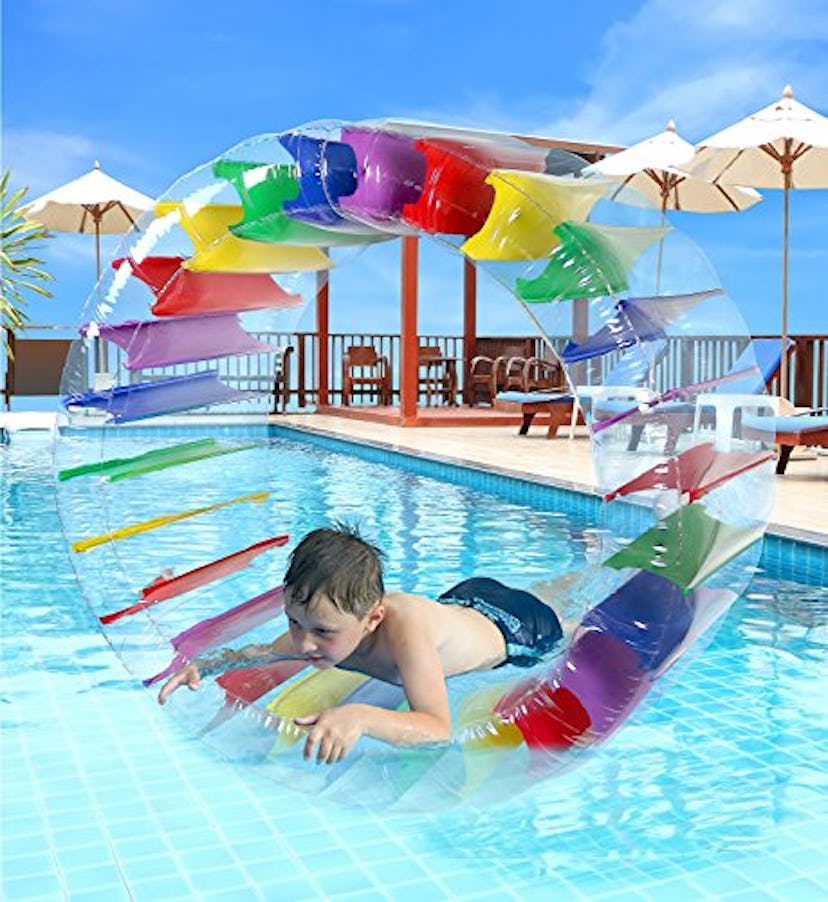 Greenco Kids Colorful Inflatable Water Wheel Roller Float 