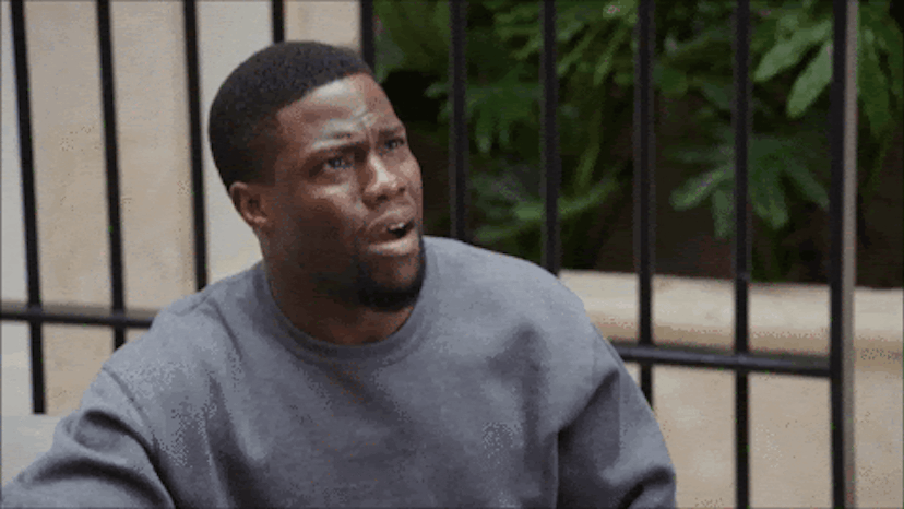 A GIF of Kevin Hart and the text 'Wait a minute, where's this coming from?'
