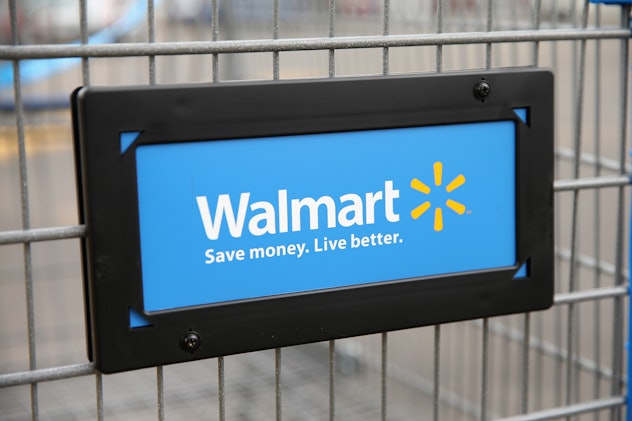 Walmart logo on the shopping cart