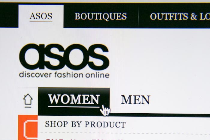Screenshot of ASOS web page