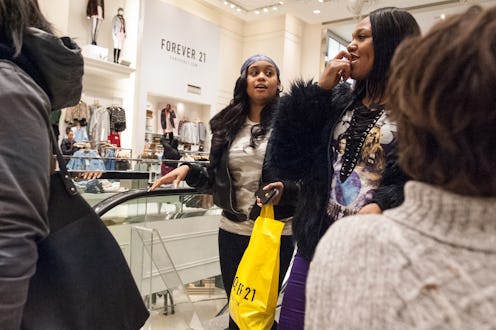 Woman shopping at a cyber monday sale at forever 21