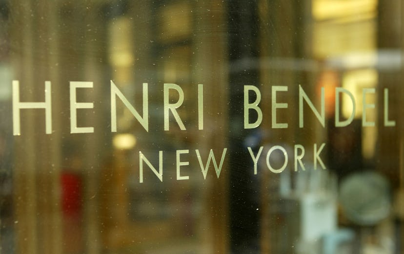 Henri Bendel New York logo printed on a glass door.