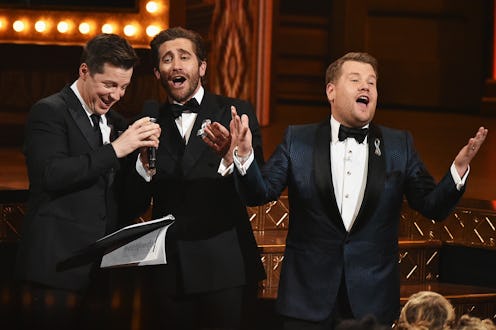 James Corden and Jake Gyllenhaal on the stage at Tonys