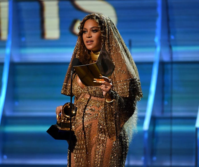 Beyoncé during her speech at the 2017 Grammy Awards