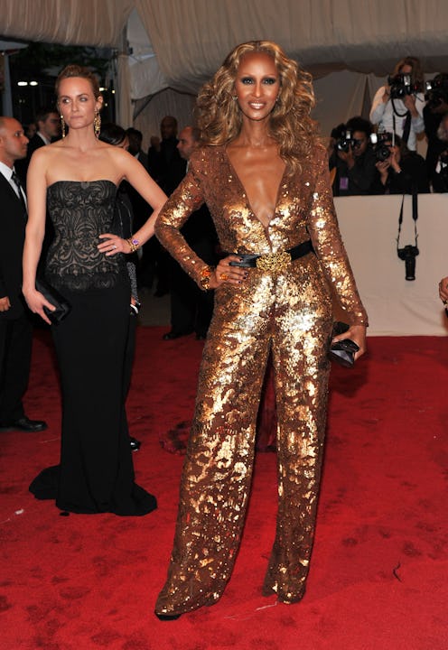 Iman Wearing Gold Harris Reed on the Met Gala 2021 Red Carpet