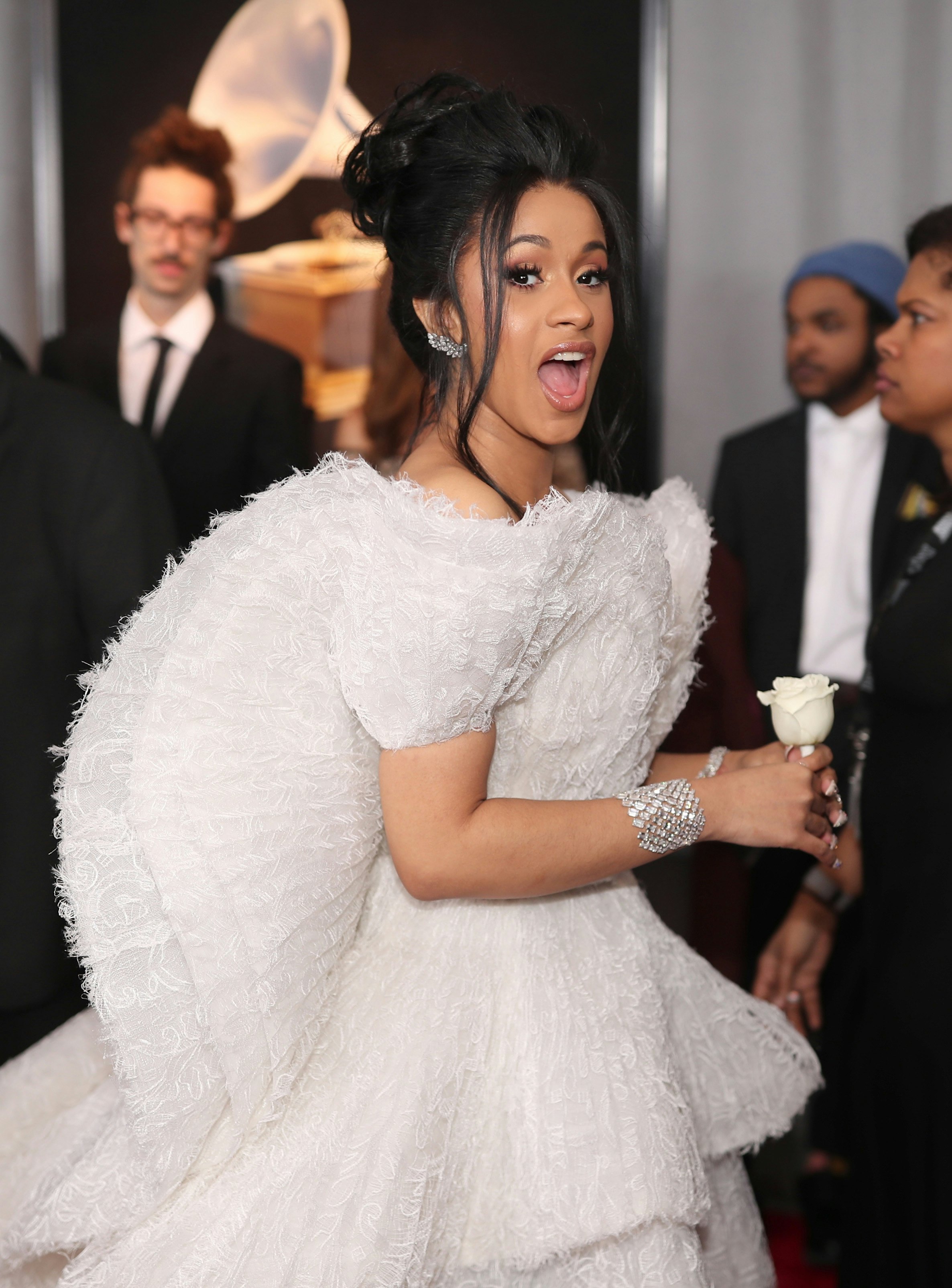 Cardi B s 2018 Grammys Look Is Totally Angelic But Her Nails Are