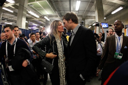 Gisele comforting her husband after the 2012 Super Bowl defeat