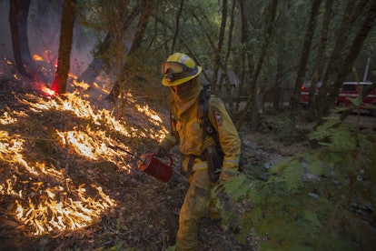 Firefighter fighting the flame during California wildfires