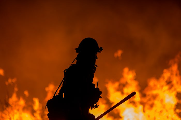 A firefighter battling the California Wildfires