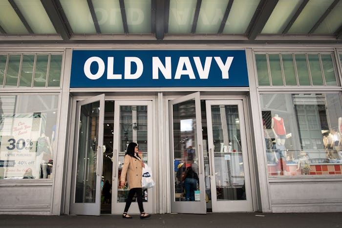 The entrance to an Old Navy store with the brands name above the door