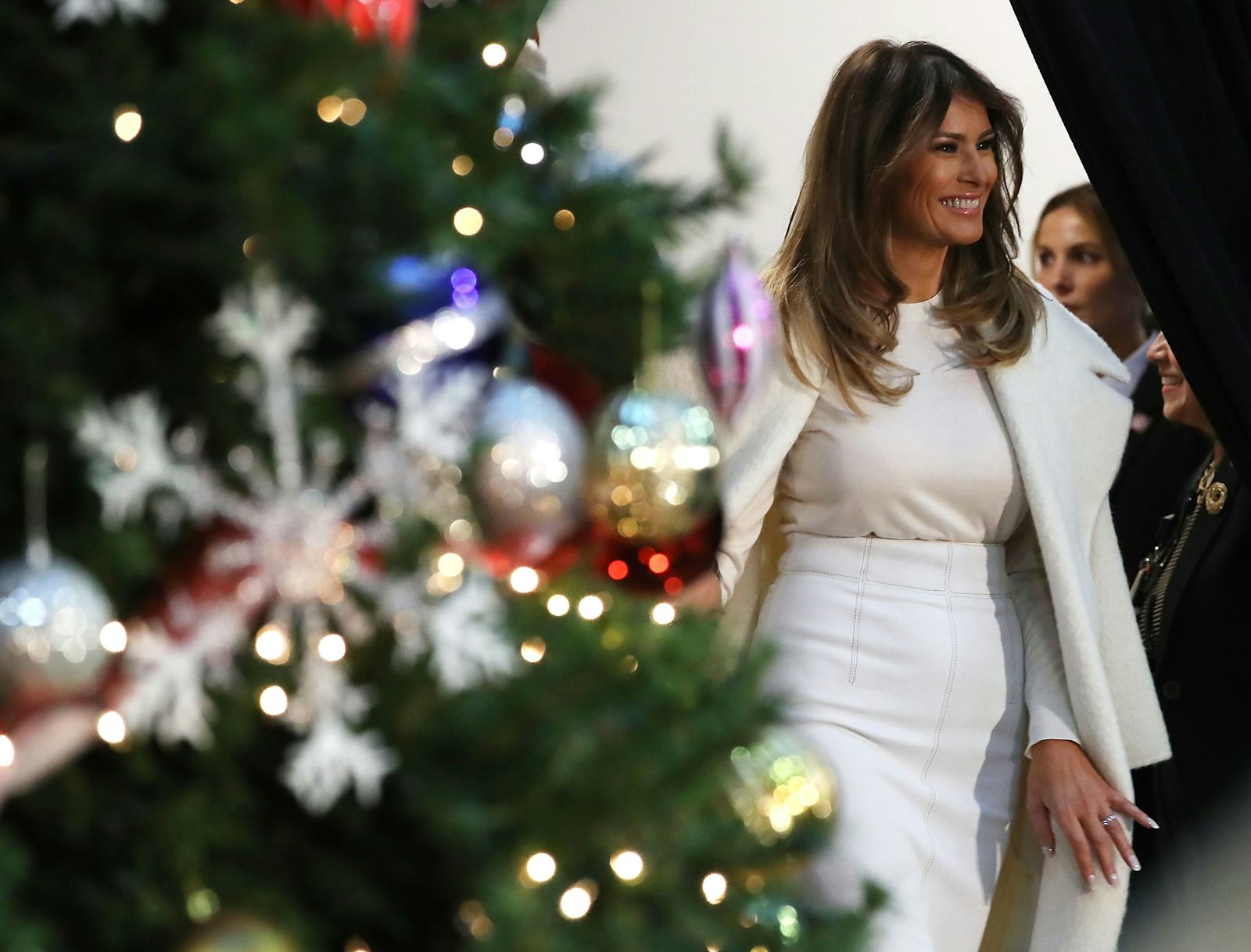 Melania Trump Says Her BloodRed Christmas Trees Look “Even More