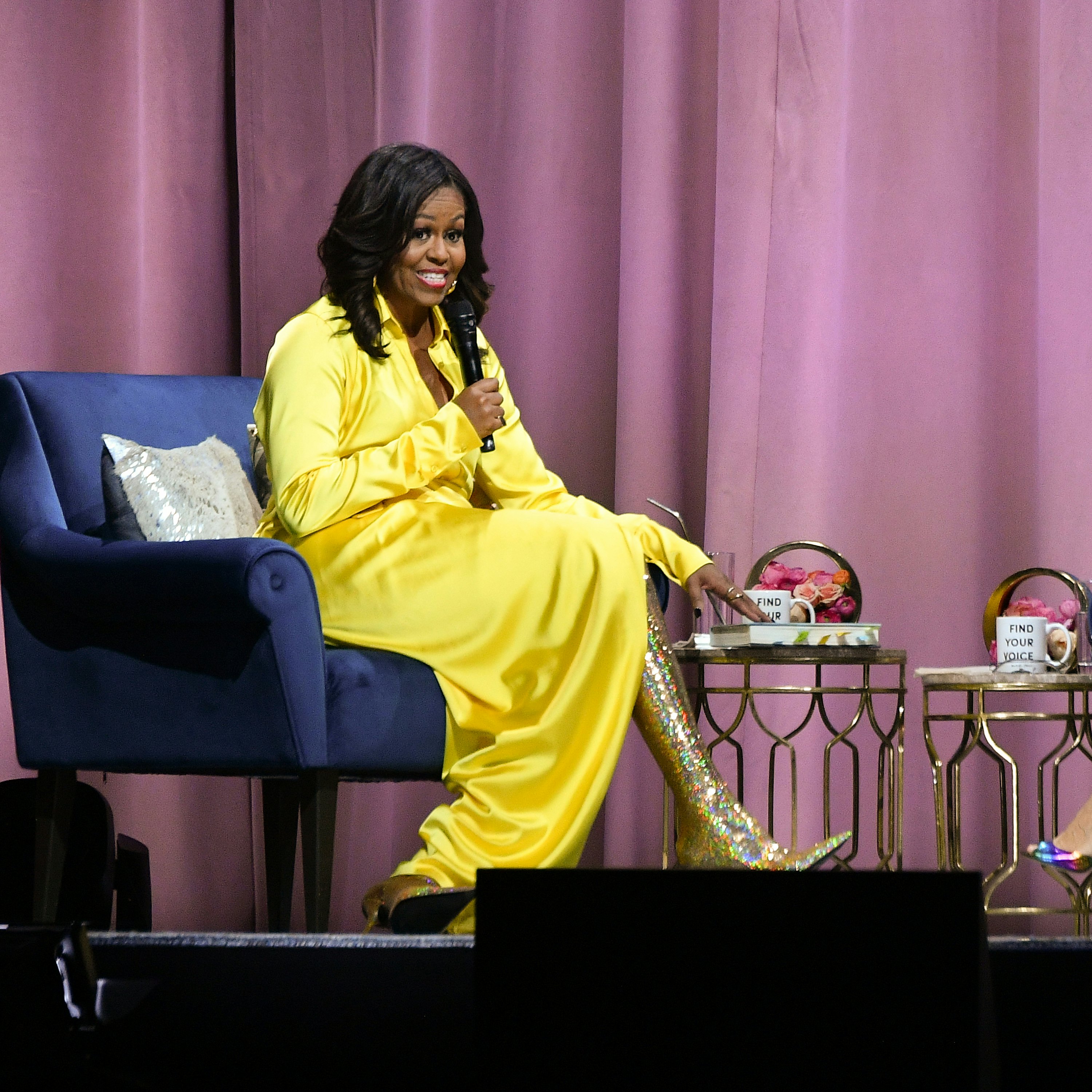 michelle obama gold boots balenciaga