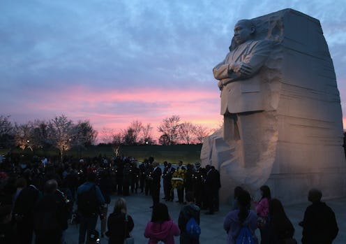 People on a historical trip in the United States visiting the Martin Luther King, Jr. Memorial