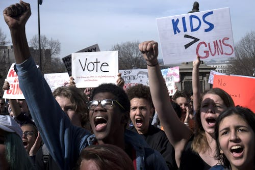 Protestors walking in the March For Our Lives (MFOL) 