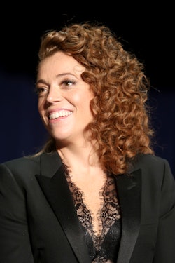 Michelle Wolf  in a black suit after Her Incredibly Fearless Correspondents' Dinner Roast