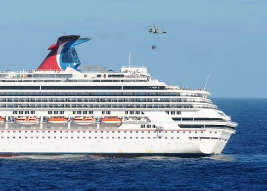 A large cruise ship sailing on the ocean