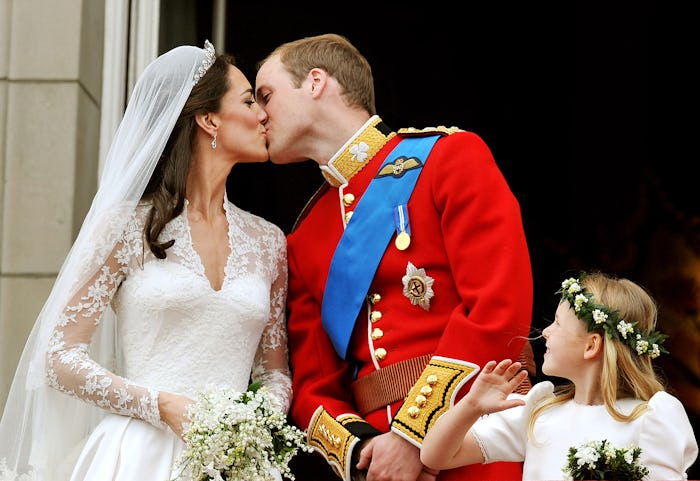 Kate Middleton and Prince William kissing on their Royal Wedding day
