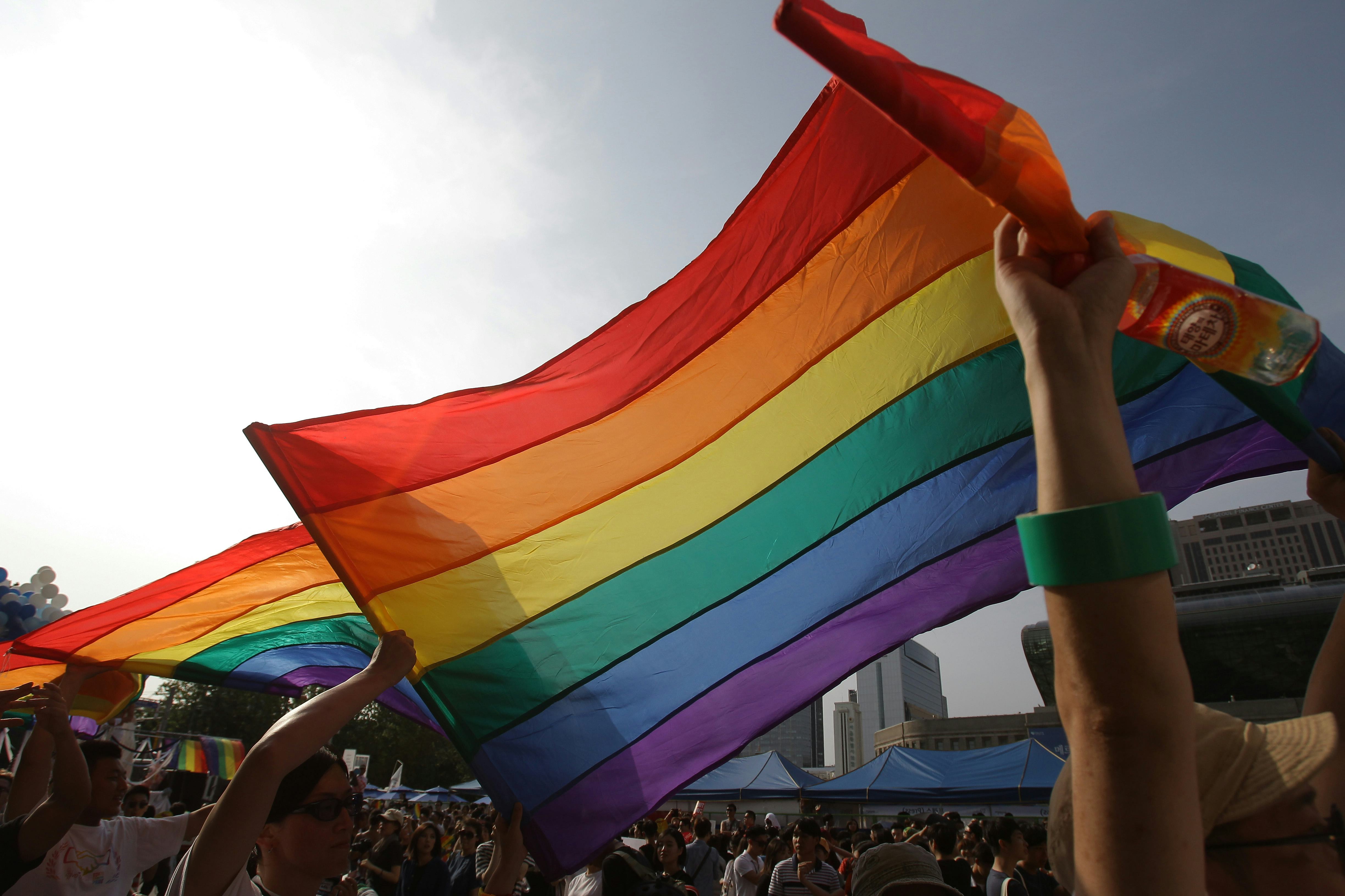 gay pride flag with triangle