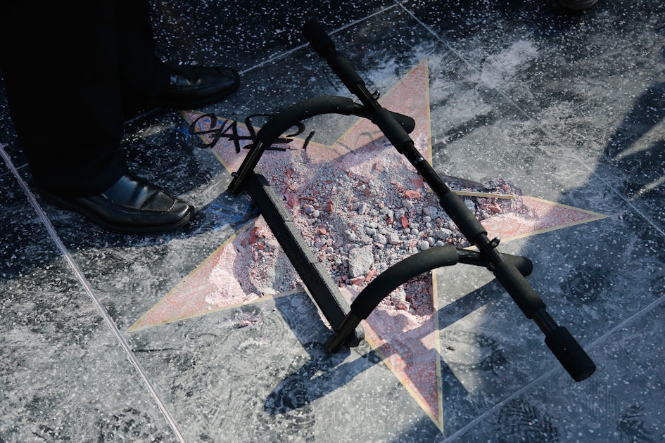 Trump S Destroyed Hollywood Star Sparked A Brawl Between Protesters Potus Fans - trump star hollywood brawl