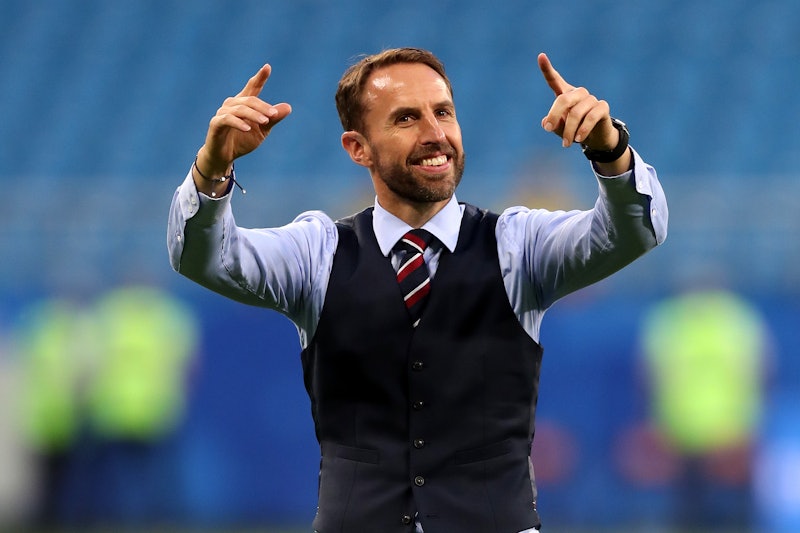 Southgate in a waistcoat after an england football game