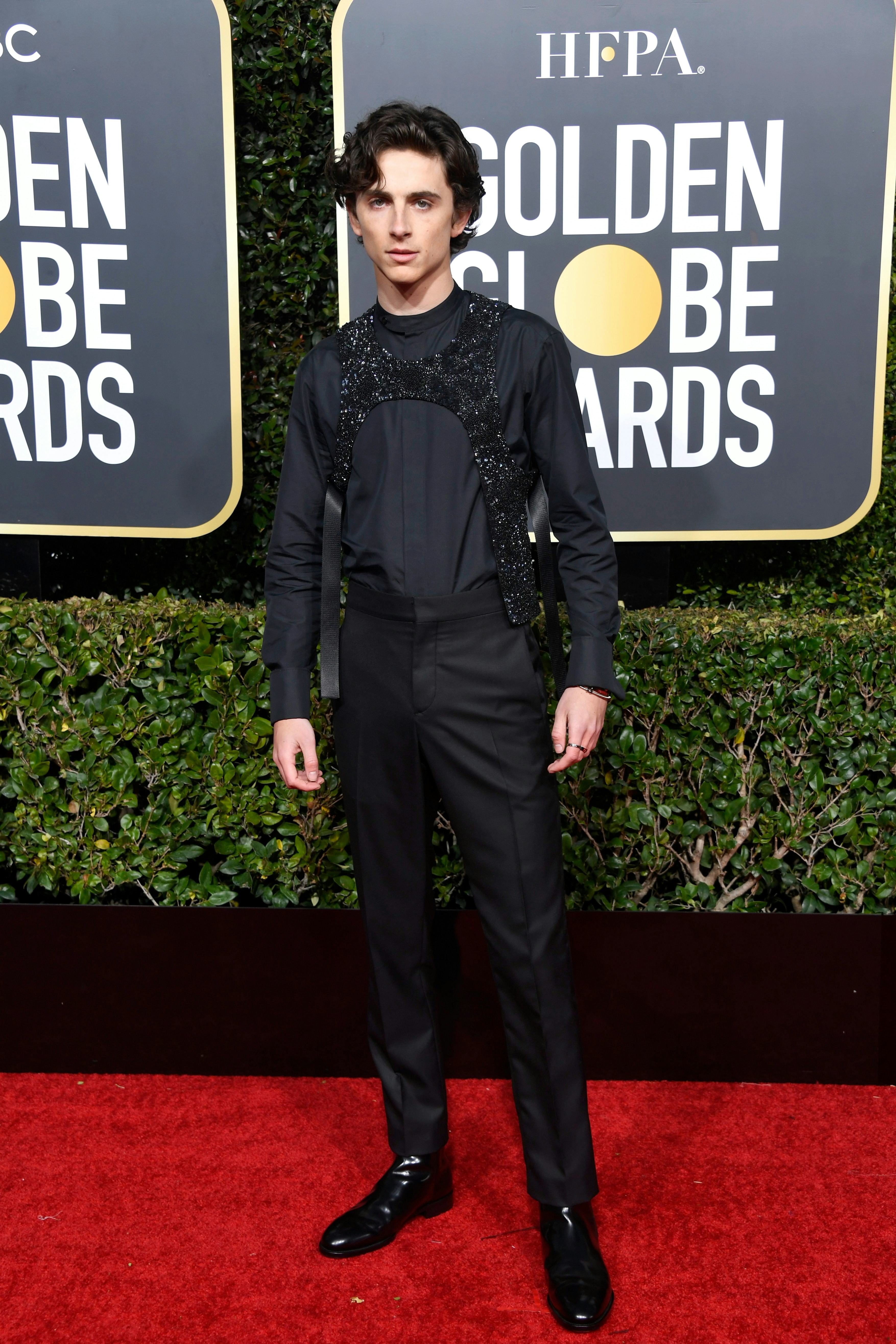 Timothee Chalamet Just Wore A Sequined Harness On The Golden Globes Red ...