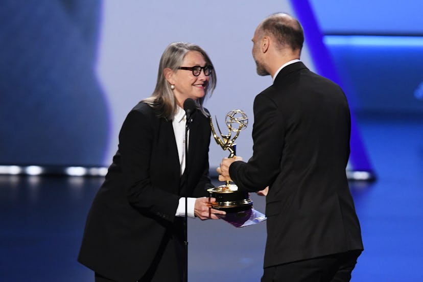 'Succession' creator Jesse Armstrong wins the Best Writing Emmy from guest star Cherry Jones