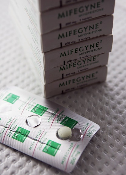 A stack of abortion medication. California is the first state to mandate access to medication aborti...