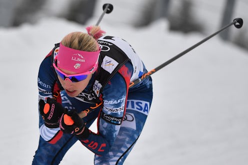 Olympic skier Kikkan Randall skiing. Randall is running the New York City marathon after finishing t...