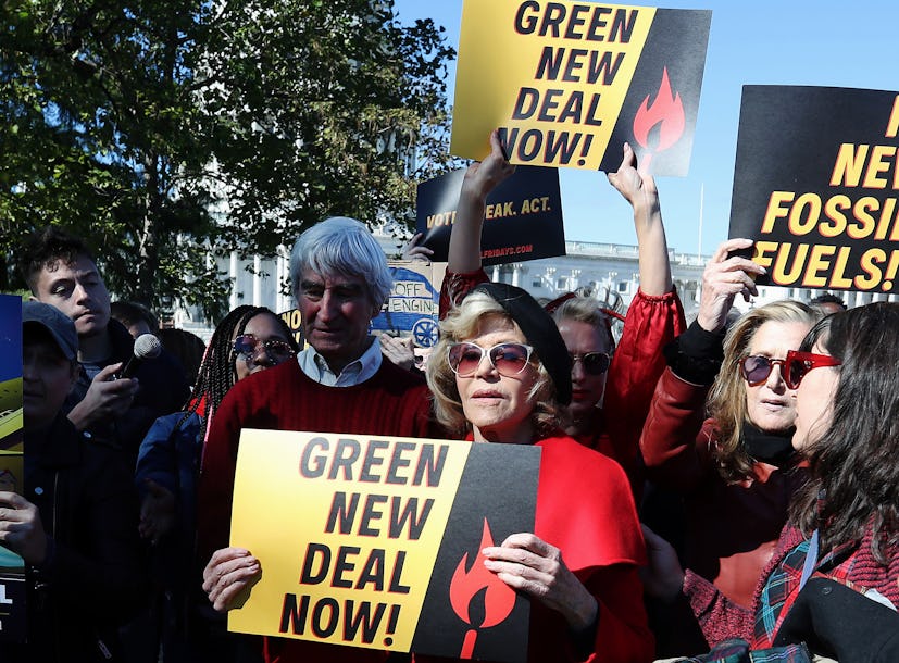 Jane Fonda and Sam Waterston were arrested while championing a Green New Deal during an Oct. 18 "Fir...