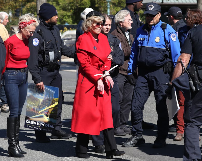 Jane Fonda was arrested for the second week in a row during an Oct. 18 "Fire Drill Fridays" climate ...