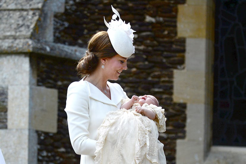 Kate Middleton couldn't take her eyes off Princess Charlotte at her christening in 2015. 