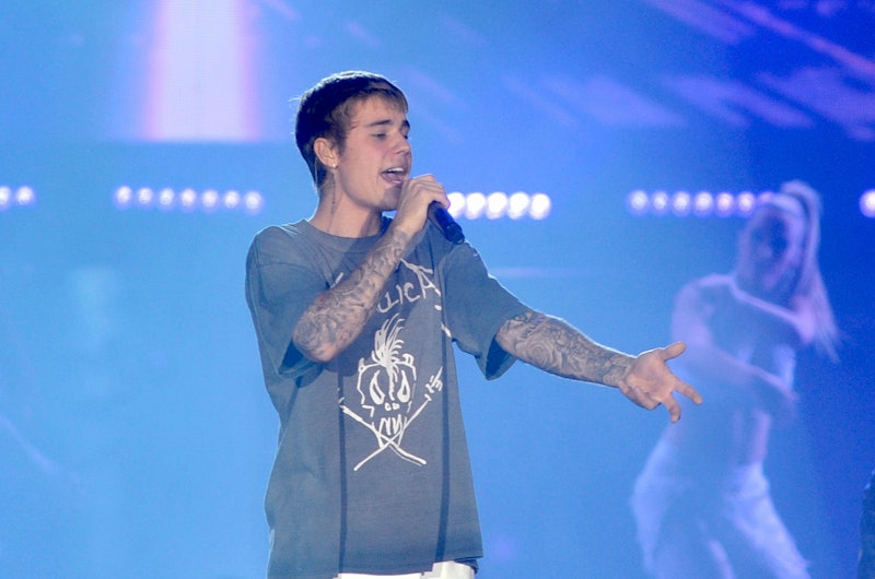 Justin Bieber performing in concert in 2016