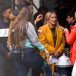 Hilary Duff filming the 'Lizzie McGuire' revival in 2019