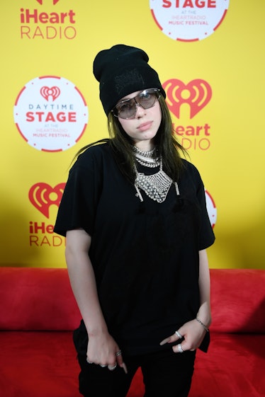 Billie Eilish rocks an all black look at the iHeart Radio Music Festival.