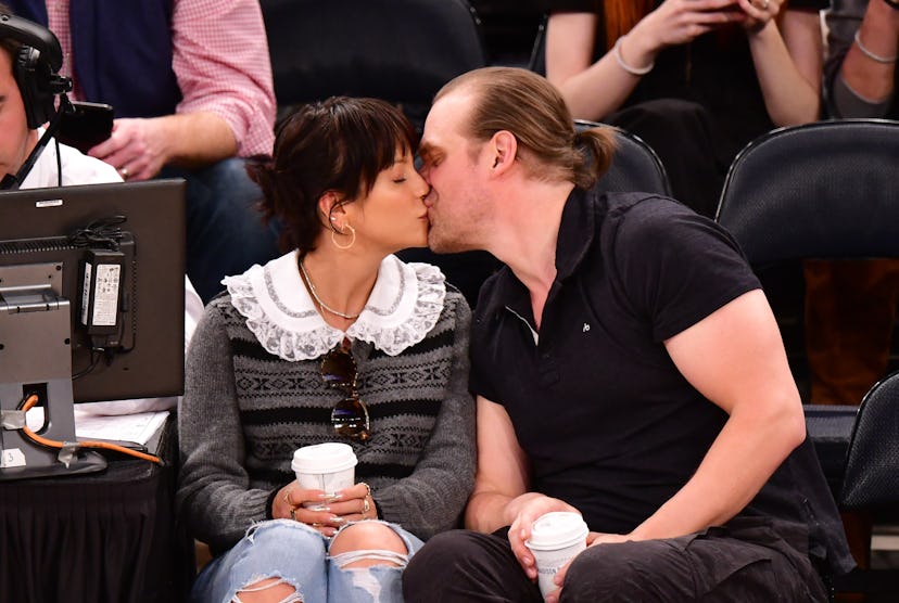 David Harbour and Lily Allen showed off some PDA at the Knicks game in mid-October.
