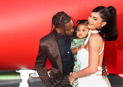 Kylie Jenner, Travis Scott, and Stormi Webster at "Look Mom I Can Fly" premiere