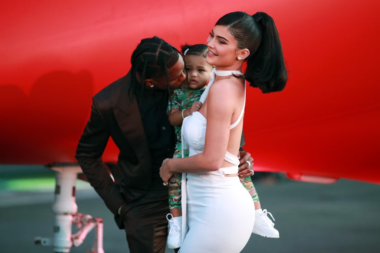 Travis Scott, Kylie Jenner and Stormi at the Look Mom I Can Fly red carpet premiere