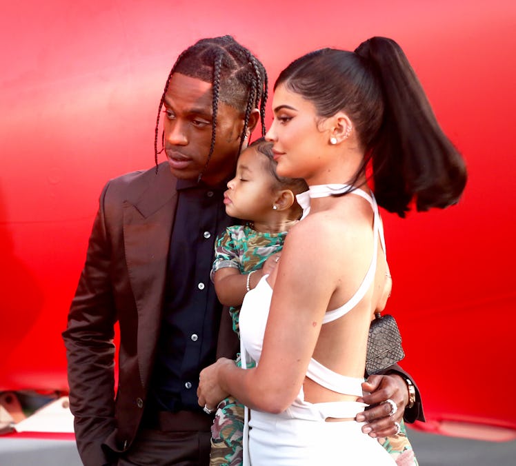 travis scott, kylie jenner, stormi at the Look Mom I Can Fly premiere