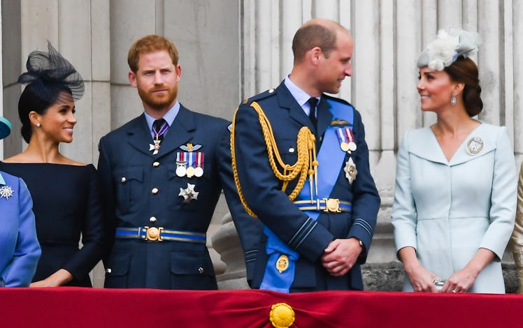Meghan Markle, Prince Harry, Prince William, and Kate Middleton attend an event.