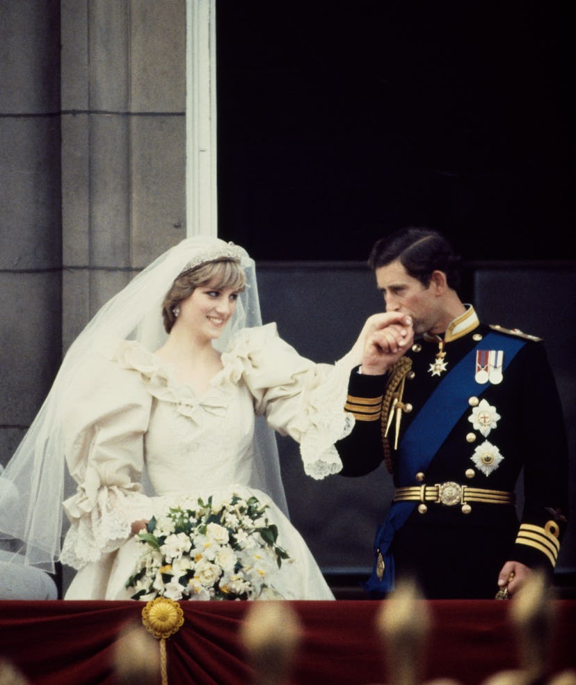 Princess Diana looked deeply in love on the balcony of Buckingham Palace on her wedding day.