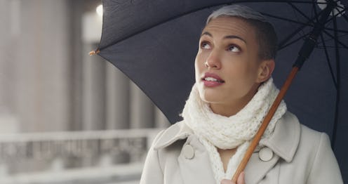 A woman dressed for the cold. Cold weather won't affect the brain directly, but it might have effect...