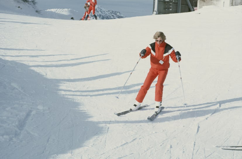 Princess Diana once wore a red snowsuit during a ski trip