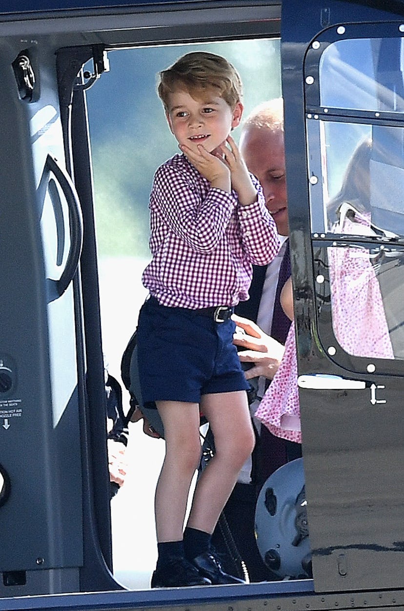 Prince George loved checking out a helicopter in Germany in 2017.