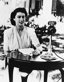 The real Queen Elizabeth II doing a radio broadcast in South Africa in 1947